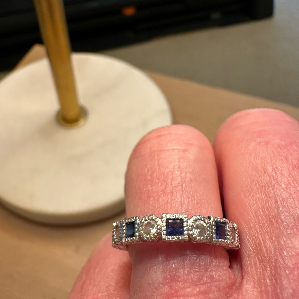 Silver and Blue Gemstone Ring